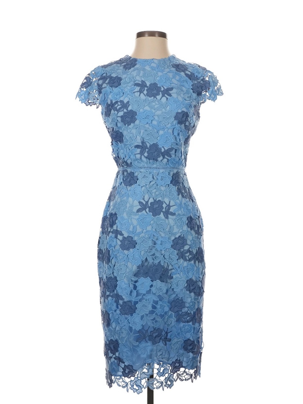Alexa Admor Blue Floral Lace Sheath Dress